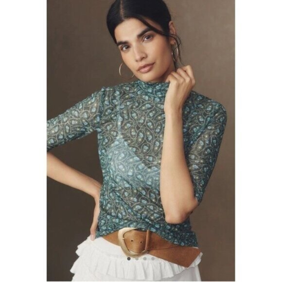 Anthropologie Tops - NWT Size S - By Anthropologie Half-Sleeve Mesh Top (NWT US$ 68)